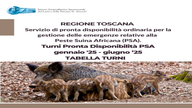 Regione Toscana: Turni Pronta Disponibilità PSA gennaio '25 - giugno ’25